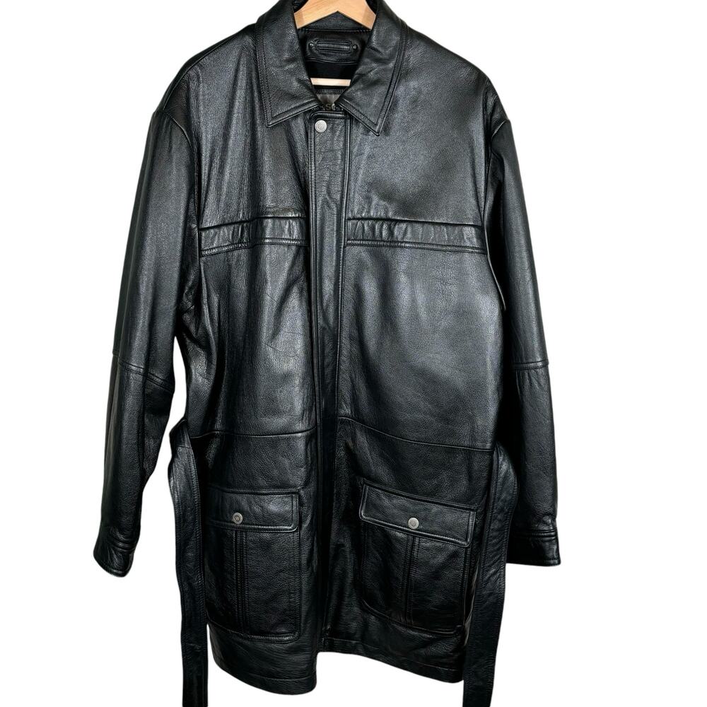 Wilsons Leather Coat Jacket Men's Size‎ Large Black Thinsulate Waterproof Heavy